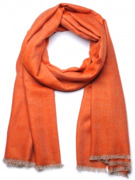 SWAN NARANJA, auténtico chal de pashmina 100% cachemira reversible