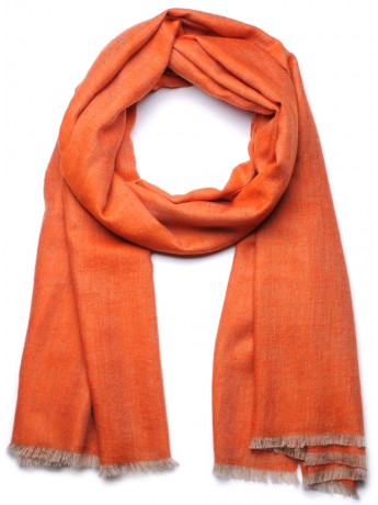 SWAN ARANCIONE, Scialle vera pashmina 100% Cashmere reversibile