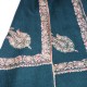 ASHA DUCK BLUE, real pashmina 100% cashmere with handmade embroideries