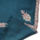 ASHA DUCK BLUE, real pashmina 100% cashmere with handmade embroideries