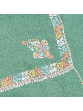 ASHA CELADON, real pashmina 100% cashmere with handmade embroideries