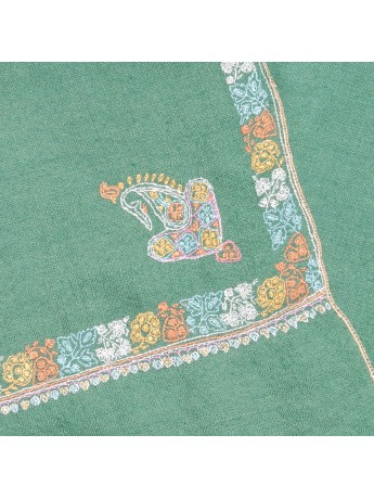 ASHA CELADON, real pashmina 100% cashmere with handmade embroideries