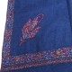 ASHA INDIGO, real pashmina 100% cashmere with handmade embroideries