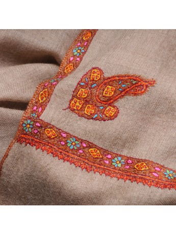 ASHA NATURAL, real pashmina 100% cashmere with handmade embroideries