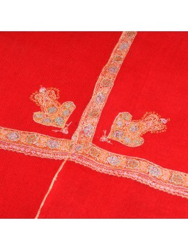 ASHA RED, real pashmina 100% cashmere with handmade embroideries