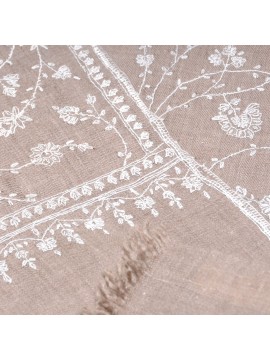BIANCA BEIGE, real pashmina 100% cashmere with handmade embroideries