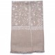 BIANCA BEIGE, echte Pashmina stola 100% handgeborduurd cashmere