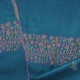 TARA DUCK BLUE, real pashmina 100% cashmere with handmade embroideries