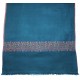 TARA DUCK BLUE, real pashmina 100% cashmere with handmade embroideries