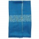 TARA BLEU, étole véritable Pashmina 100% cachemire brodé main