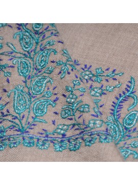 PALLA BEIGE, hand-embroidered 100% cashmere pashmina stole