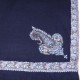 ASHLEY NAVY, châle véritable pashmina 100% cachemire brodé main