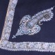 ASHLEY NAVY, hand-embroidered 100% cashmere pashmina shawl