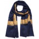 NOMI NAVY, scialle in pashmina 100% cashmere ricamato a mano