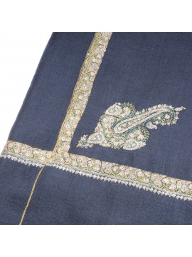 ASHLEY GREY, hand-embroidered 100% cashmere pashmina shawl