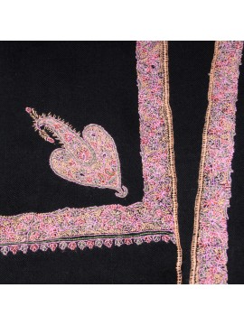 ASHLEY BLACK, hand-embroidered 100% cashmere pashmina shawl