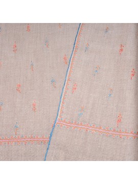 BETTY LIGHT BEIGE, hand-embroidered 100% cashmere pashmina shawl
