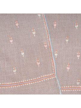 BETTY BEIGE, hand-embroidered 100% cashmere pashmina shawl
