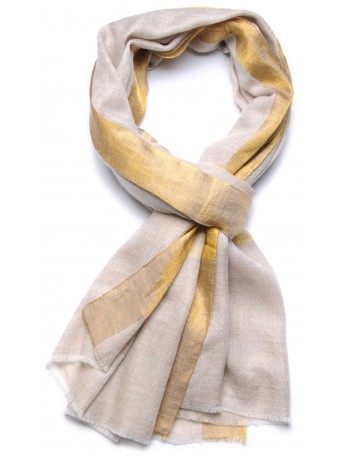 ZARI LIGHT BEIGE, Handwoven cashmere pashmina Stole and lurex