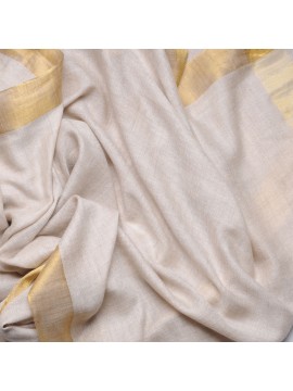 ZARI HELLBEIGE, Stola echter pashmina 100% handgewebter Kaschmir und lurex