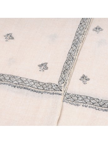 SARA IVORY, real pashmina 100% cashmere with handmade embroideries
