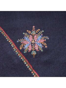 ALMA NAVY, real pashmina 100% cashmere with handmade embroideries