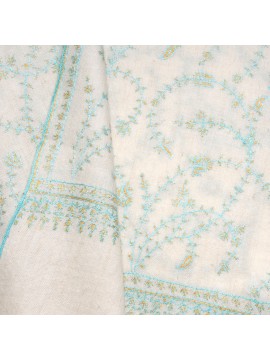JULIA CREAM, real pashmina 100% cashmere with handmade embroideries