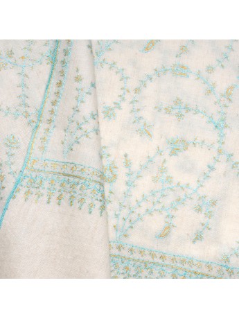 JULIA CREAM, real pashmina 100% cashmere with handmade embroideries