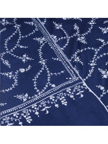 BIANCA NAVY, real pashmina 100% cashmere with handmade embroideries