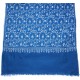 BIANCA ANATRA BLU, stola vera Pashmina 100% cashmere ricamata a mano