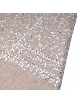 LISA BEIGE, real pashmina 100% cashmere with handmade embroideries