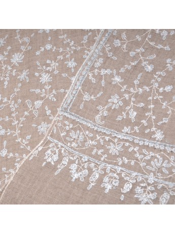 CELIA BEIGE, real pashmina 100% cashmere with handmade embroideries