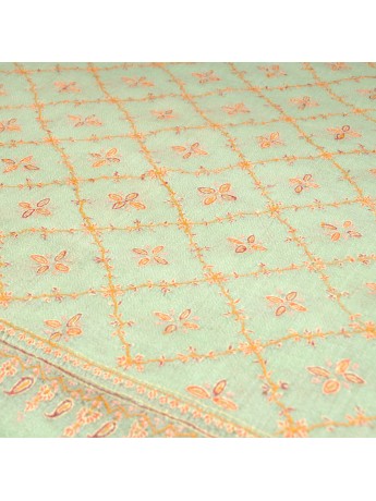 MIA CELADON, étole véritable pashmina 100% cachemire brodé main