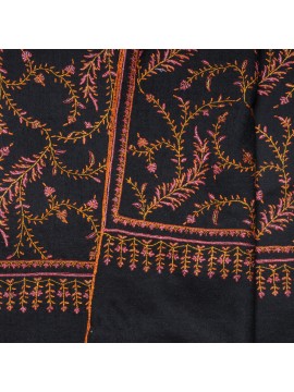 ASSIA BLACK, Real embroidered pashmina shawl 100% cashmere