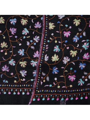 LILA BLACK, Real embroidered pashmina shawl 100% cashmere