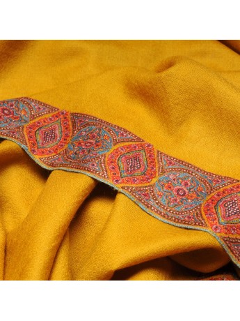 ELISA SAFFRON, hand-embroidered 100% cashmere pashmina shawl