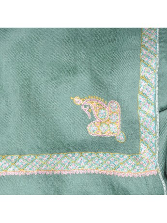 ASHLEY GREEN, hand-embroidered 100% cashmere pashmina shawl