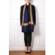 NOMI NAVY, hand-embroidered 100% cashmere pashmina shawl