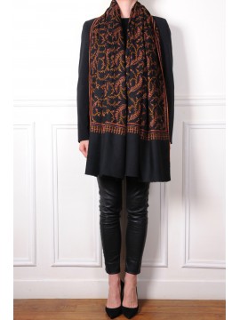 ASSIA BLACK, Real embroidered pashmina shawl 100% cashmere