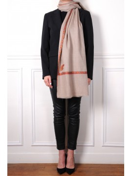 ASHA NATUURLIJK, 100% cashmere handgeborduurde pashmina stola