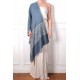 PALLA BLUE, hand-embroidered 100% cashmere pashmina stole