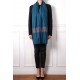 TARA DUCK BLUE, real pashmina 100% cashmere with handmade embroideries