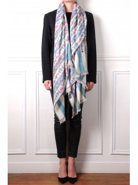 KANI A RIGHE, scialle in vera pashmina 100% cashmere