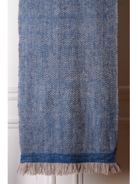 KORZOK BLEU, écharpe Pashmina épais 100% cachemire filé main