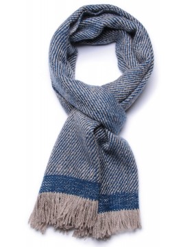 KORZOK  BLUE, handspun handwoven thick cashmere pashmina scarf