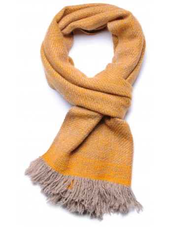 KORZOK YELLOW, handspun handwoven thick cashmere pashmina scarf