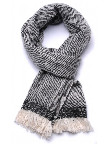 KORZOK GREY, handspun handwoven thick cashmere pashmina scarf