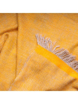 NYOMA YELLOW, handspun handwoven thick cashmere pashmina throw