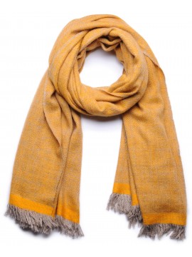 NYOMA GIALLO, plaid Pashmina spessa 100% cashmere filata a mano