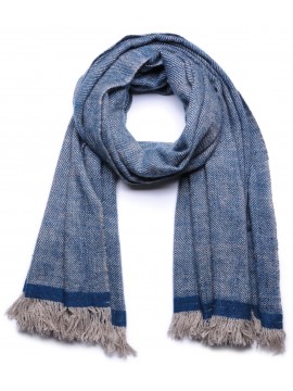 NYOMA INDIGO, handspun handwoven thick cashmere pashmina throw